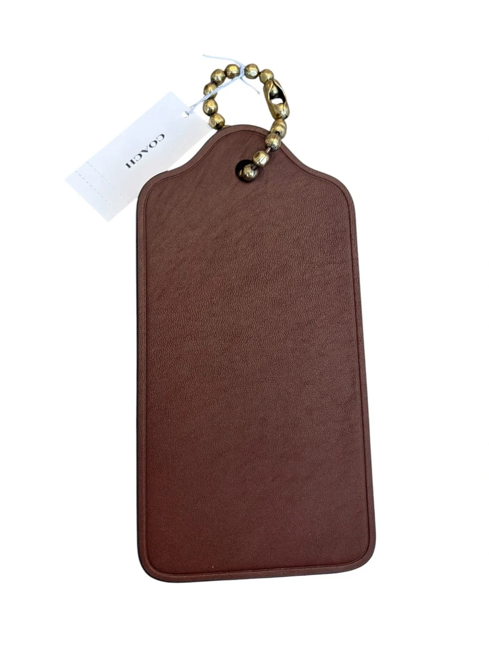 Coach XL Extra Large Leather Hangtag in Dark Brown CBR57 NWT - Picture 2 of 2
